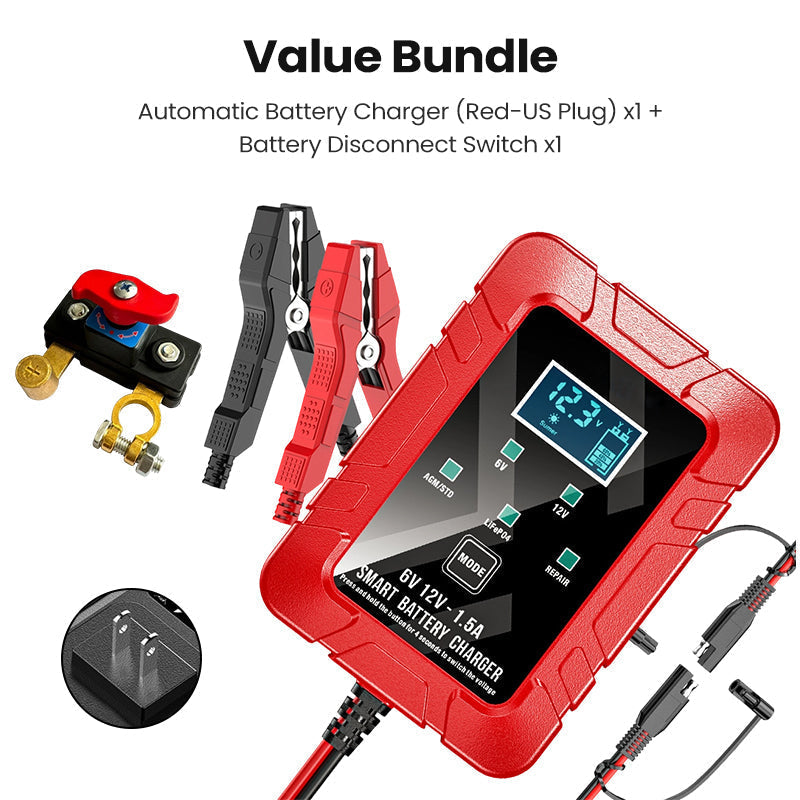 ⥠1.5A 6V/12V Automatic Battery Charger â Fast, Safe & Reliable Charging ðâĻ