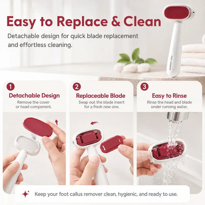 (🔥Free Gift Of Two Replacement Blades✨)Dual‑Sided Foot Callus Remover, Replaceable Stainless Steel Blade Foot Scraper 🦶