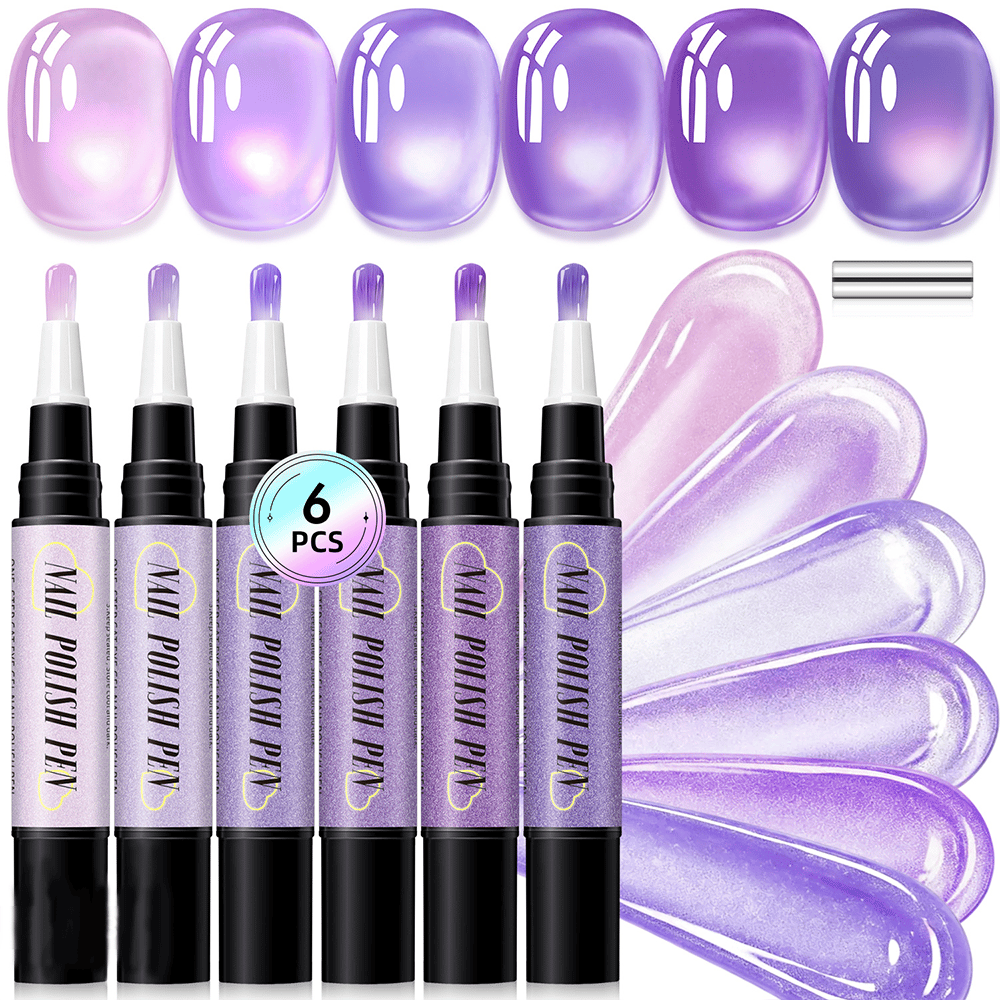 💅 6PCS One-Step Gel Nail Art Pen Set – Salon Beauty at Home