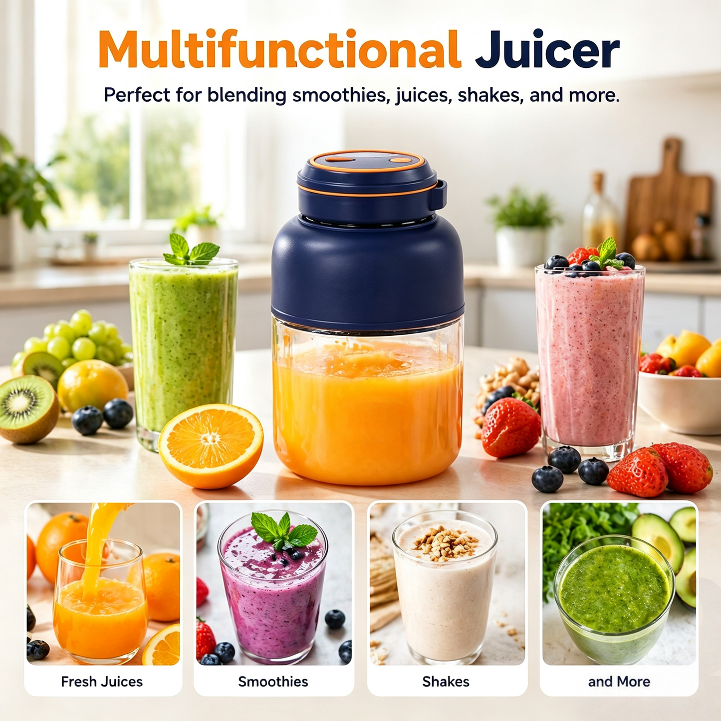 Portable Household Appliances Juicer,USB Summer Essentials Smoothieblender🍓