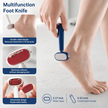 (🔥Free Gift Of Two Replacement Blades✨)Dual‑Sided Foot Callus Remover, Replaceable Stainless Steel Blade Foot Scraper 🦶