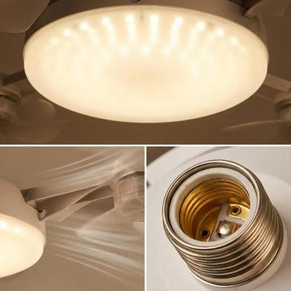 2026 New E27 Socket Ceiling Fan Light - 2-in-1 Silent LED Fan with Remote Control, Energy-Saving Cooling & Lighting Combo for Home Bedroom