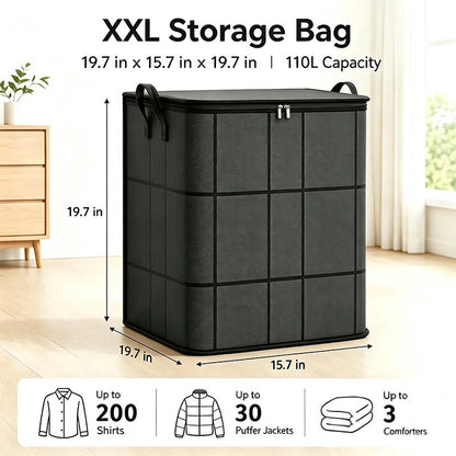 Spacious Moving Storage Bin, Zippered Organizer for Quilts & Clothes📦