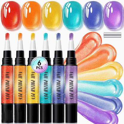 💅 6PCS One-Step Gel Nail Art Pen Set – Salon Beauty at Home