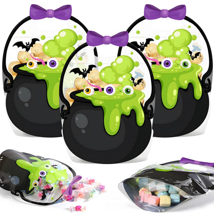 ❄️Summerfresh 50% OFF!🍬20-Pack Pumpkin Halloween Treat Bags – Resealable Clear Party Favour Bags with Handles