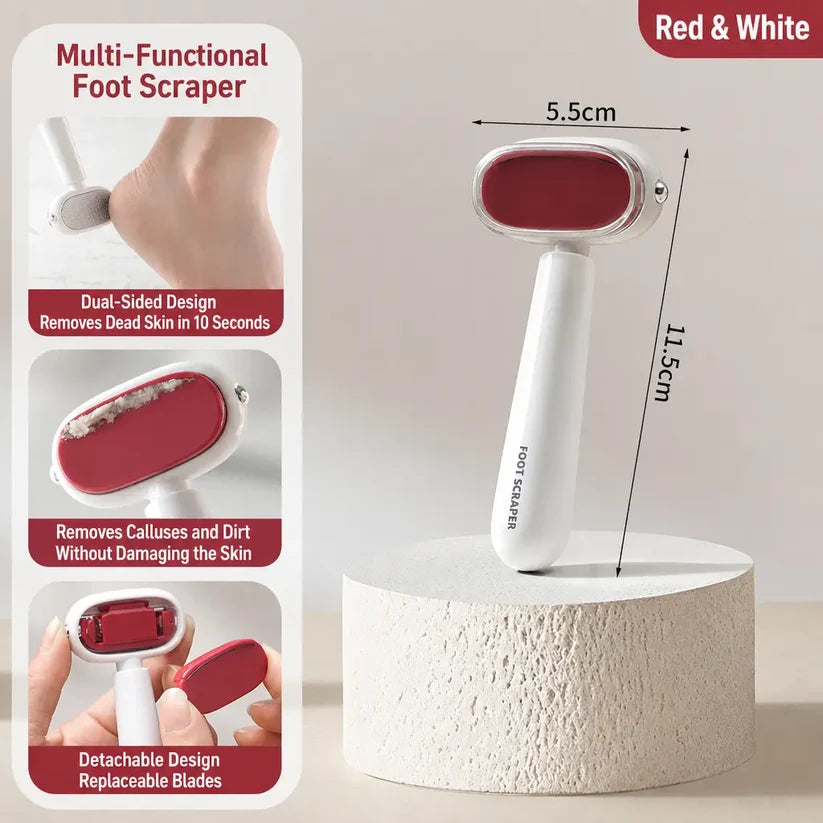 (🔥Free Gift Of Two Replacement Blades✨)Dual‑Sided Foot Callus Remover, Replaceable Stainless Steel Blade Foot Scraper 🦶