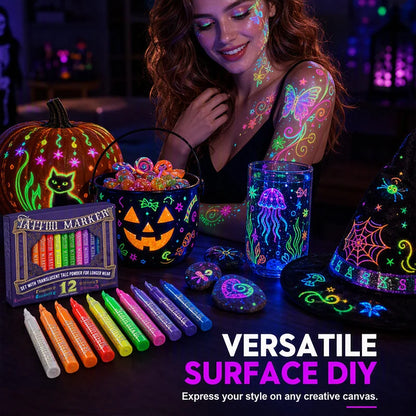 ✨ Glow Tattoo Pens – UV Neon Colors for Parties & Festivals, Waterproof & Easily Washable